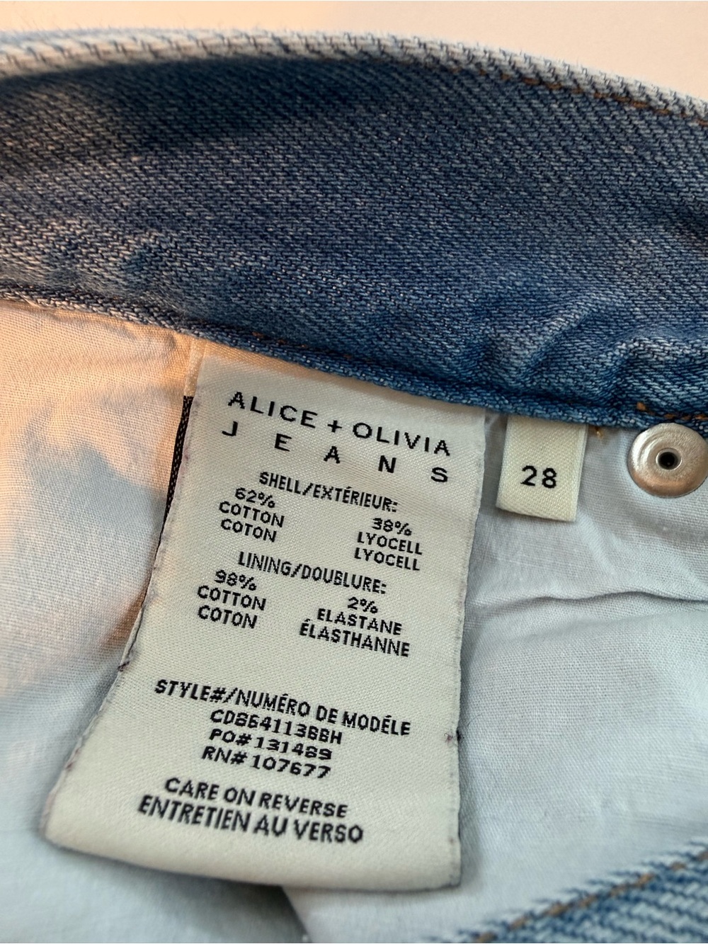 Alice + Olivia Cay Baggy Cargo Jeans Brea Blue Wide Leg Denim Size 28 - Picture 9 of 10